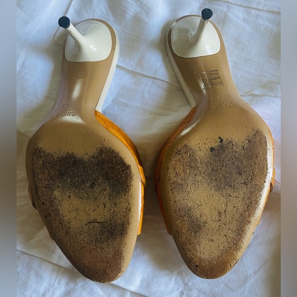 Vintage GUCCI Guccissima LOGO kitten heel open toe horsebit mules Size 8.5 - Picture 6 of 16